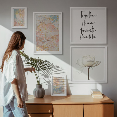 Tableau de décoration murale Fleurs abstraites avec des slogans