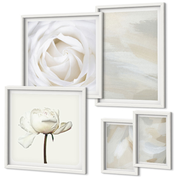 Lot de tableaux encadrés Inspirations florales blanches