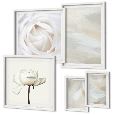 Lot de tableaux encadrés Inspirations florales blanches