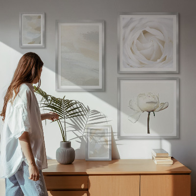 Lot de tableaux encadrés Inspirations florales blanches