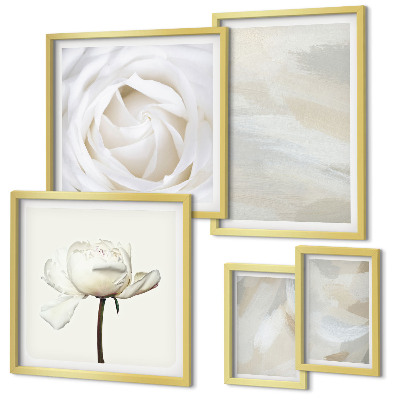 Lot de tableaux encadrés Inspirations florales blanches