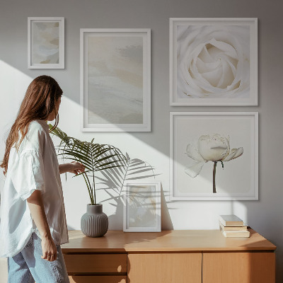 Lot de tableaux encadrés Inspirations florales blanches
