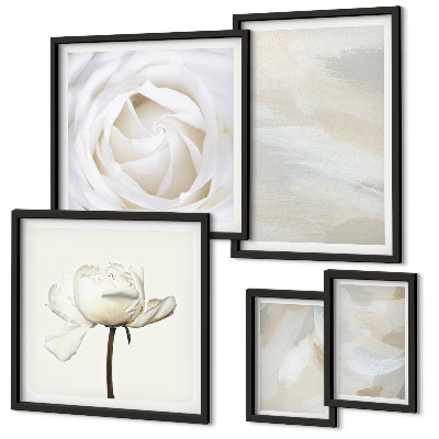 Lot de tableaux encadrés Inspirations florales blanches