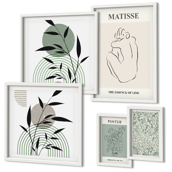 Ensemble de 5 tableaux Graphismes végétaux stylés