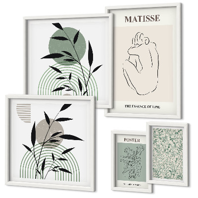 Ensemble de 5 tableaux Graphismes végétaux stylés