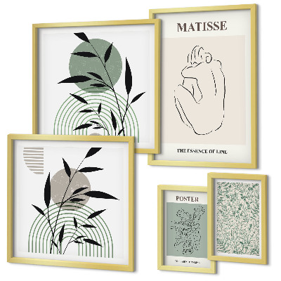 Ensemble de 5 tableaux Graphismes végétaux stylés