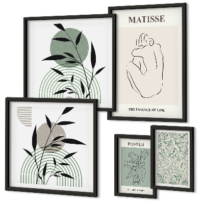Ensemble de 5 tableaux Graphismes végétaux stylés