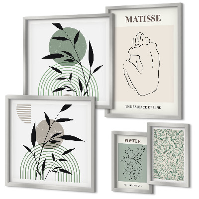 Ensemble de 5 tableaux Graphismes végétaux stylés