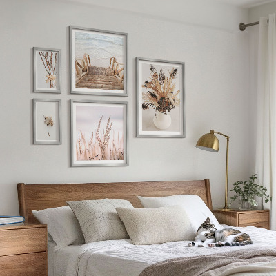 Ensemble de 5 tableaux Plantes séchées élégantes et eau