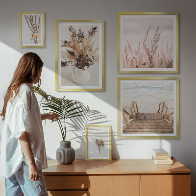 Ensemble de 5 tableaux Plantes séchées élégantes et eau