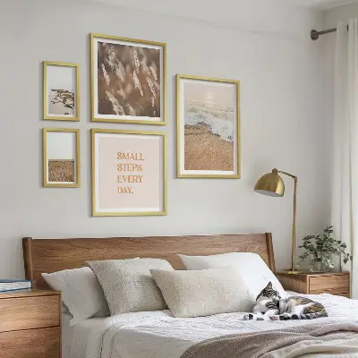 Lot de tableaux encadrés avec citations sur les paysages marins et la vie