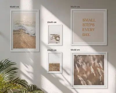 Lot de tableaux encadrés avec citations sur les paysages marins et la vie
