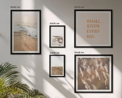 Lot de tableaux encadrés avec citations sur les paysages marins et la vie