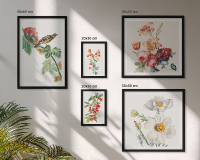 Ensemble de 5 tableaux Décorations vintage à motifs floraux et oiseaux