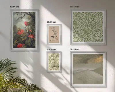 Tableau de décoration murale à motifs de fleurs et d'oiseaux naturels