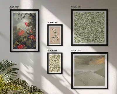 Tableau de décoration murale à motifs de fleurs et d'oiseaux naturels