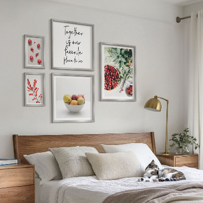 Ensemble de 5 tableaux Compositions de fruits et de plantes