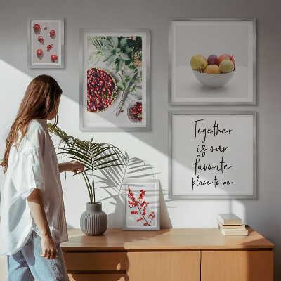 Ensemble de 5 tableaux Compositions de fruits et de plantes