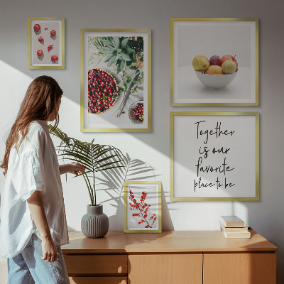 Ensemble de 5 tableaux Compositions de fruits et de plantes