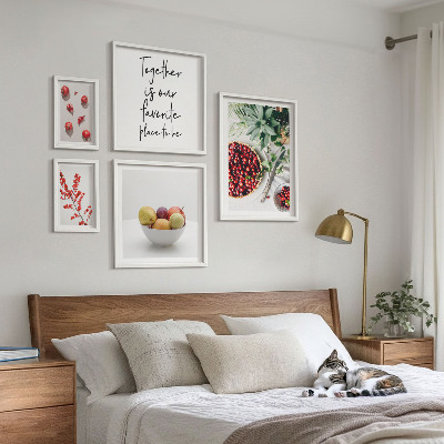 Ensemble de 5 tableaux Compositions de fruits et de plantes