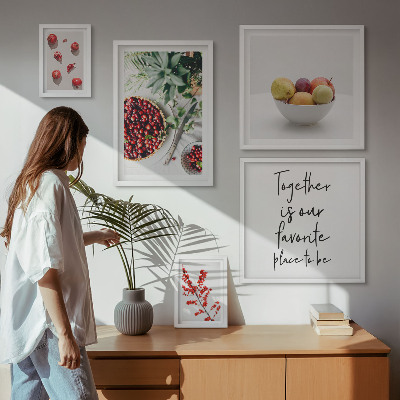 Ensemble de 5 tableaux Compositions de fruits et de plantes