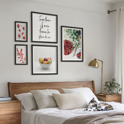 Ensemble de 5 tableaux Compositions de fruits et de plantes