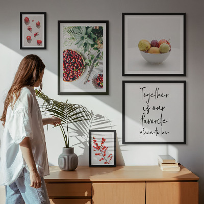 Ensemble de 5 tableaux Compositions de fruits et de plantes