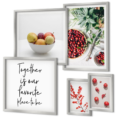Ensemble de 5 tableaux Compositions de fruits et de plantes