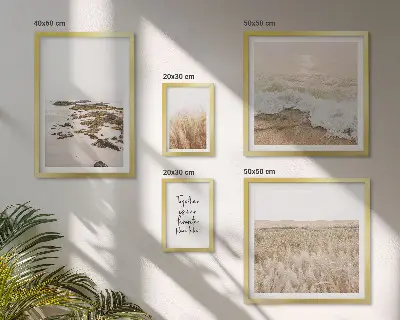 Lot de tableaux encadrés représentant des paysages naturels de plages