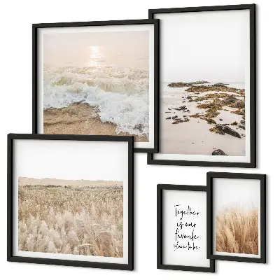 Lot de tableaux encadrés représentant des paysages naturels de plages