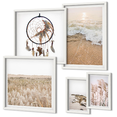 Ensemble de 5 tableaux Paysages de plage naturels