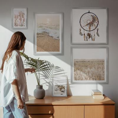 Ensemble de 5 tableaux Paysages de plage naturels