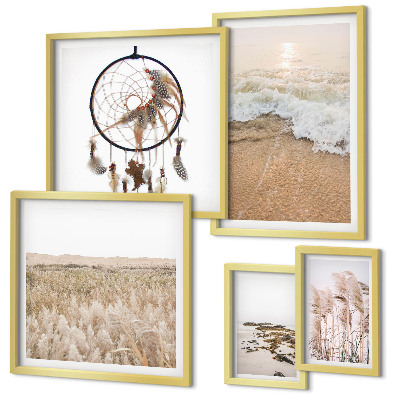 Ensemble de 5 tableaux Paysages de plage naturels