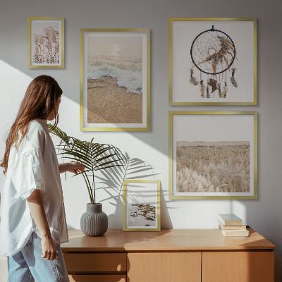 Ensemble de 5 tableaux Paysages de plage naturels