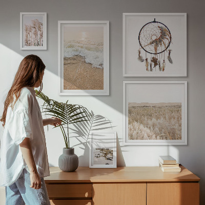 Ensemble de 5 tableaux Paysages de plage naturels