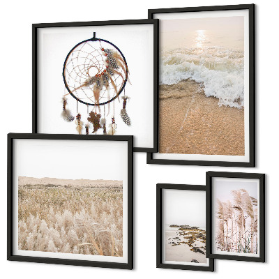 Ensemble de 5 tableaux Paysages de plage naturels