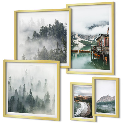 Tableau de décoration murale Paysages de montagne, chalets, eau