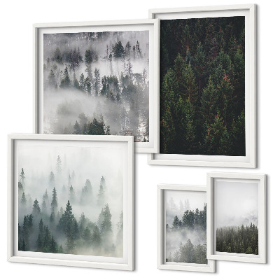 Lot de tableaux encadrés Forêts verdoyantes de paysages brumeux
