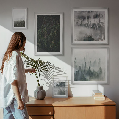 Lot de tableaux encadrés Forêts verdoyantes de paysages brumeux