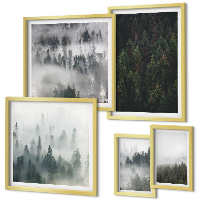 Lot de tableaux encadrés Forêts verdoyantes de paysages brumeux