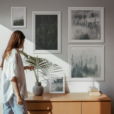Lot de tableaux encadrés Forêts verdoyantes de paysages brumeux