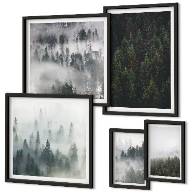 Lot de tableaux encadrés Forêts verdoyantes de paysages brumeux