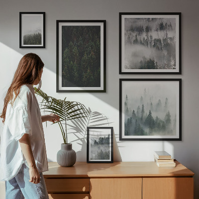 Lot de tableaux encadrés Forêts verdoyantes de paysages brumeux