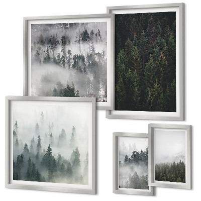 Lot de tableaux encadrés Forêts verdoyantes de paysages brumeux