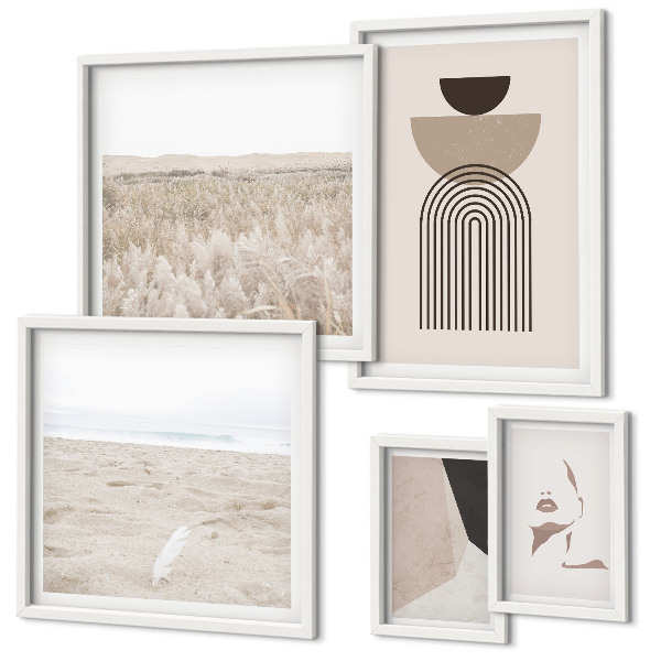Ensemble de 5 tableaux Paysages abstraits élégants