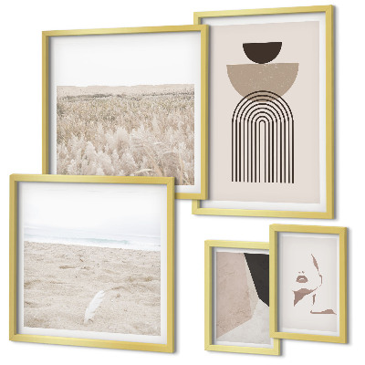 Ensemble de 5 tableaux Paysages abstraits élégants