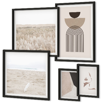 Ensemble de 5 tableaux Paysages abstraits élégants