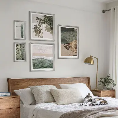 Lot de tableaux encadrés plantes d'été et détente dans l'eau