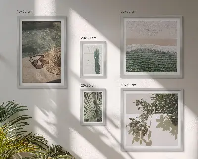 Lot de tableaux encadrés plantes d'été et détente dans l'eau