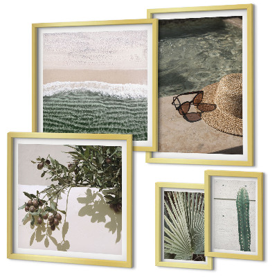 Lot de tableaux encadrés Plantes d'été, détente dans l'eau